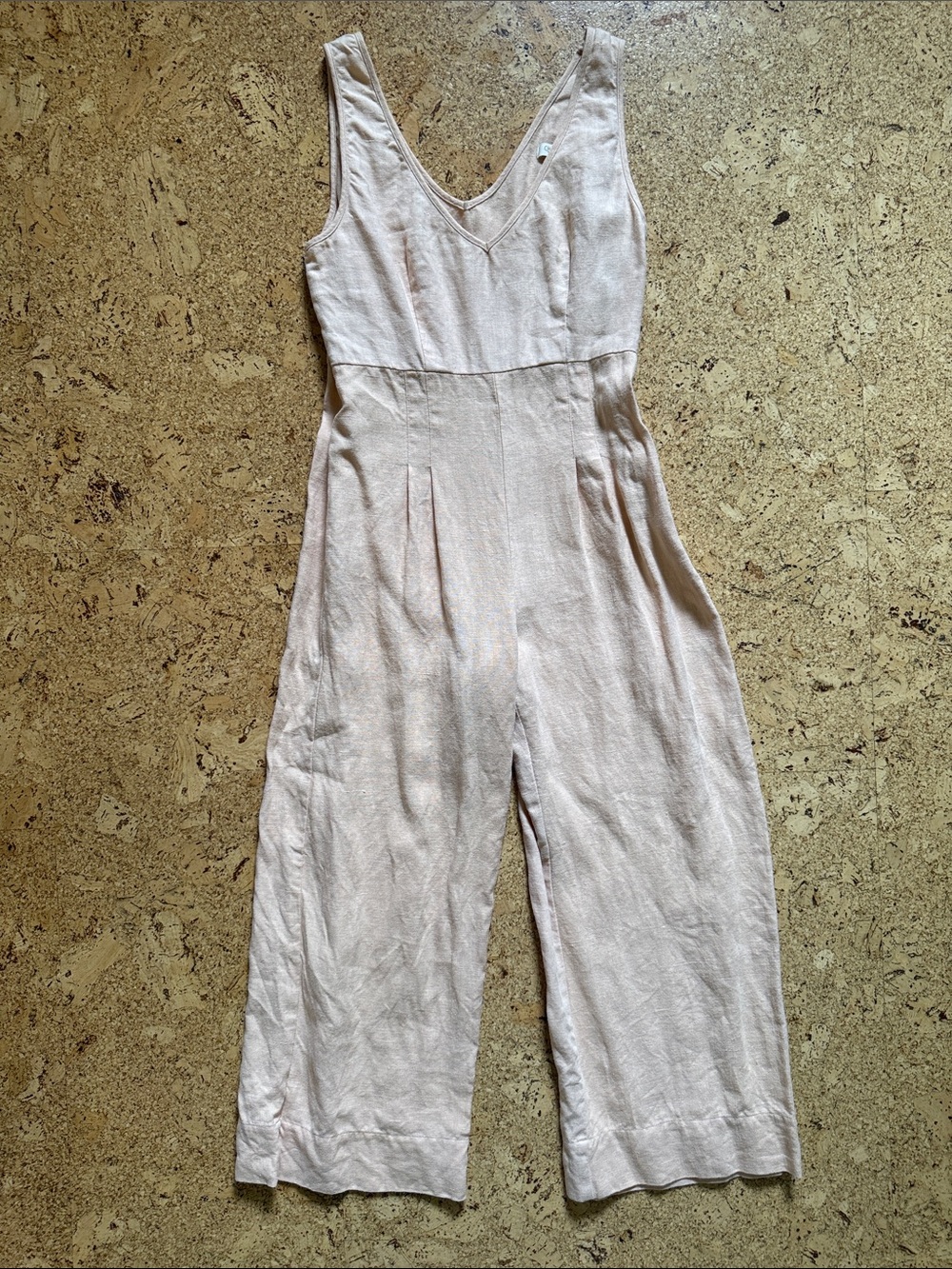 Christy Dawn Sleeveless V-Neck Wide-Leg Jumpsuit in Light Blush